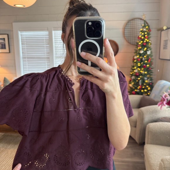 Eyelet Burgundy Top - Picture 5 of 6